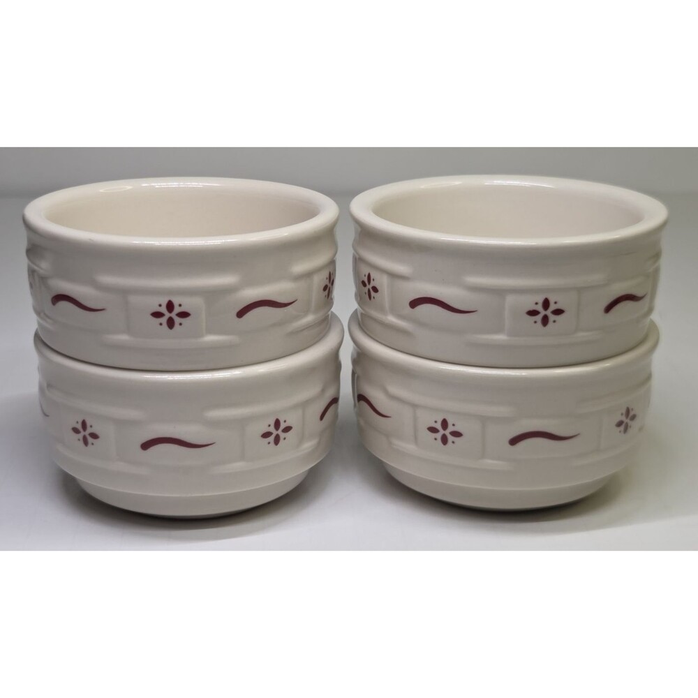 Set Of 4 Woven Traditions Red by Longaberger Custard Dip Bowls Fruit Dessert - Picture 4 of 10